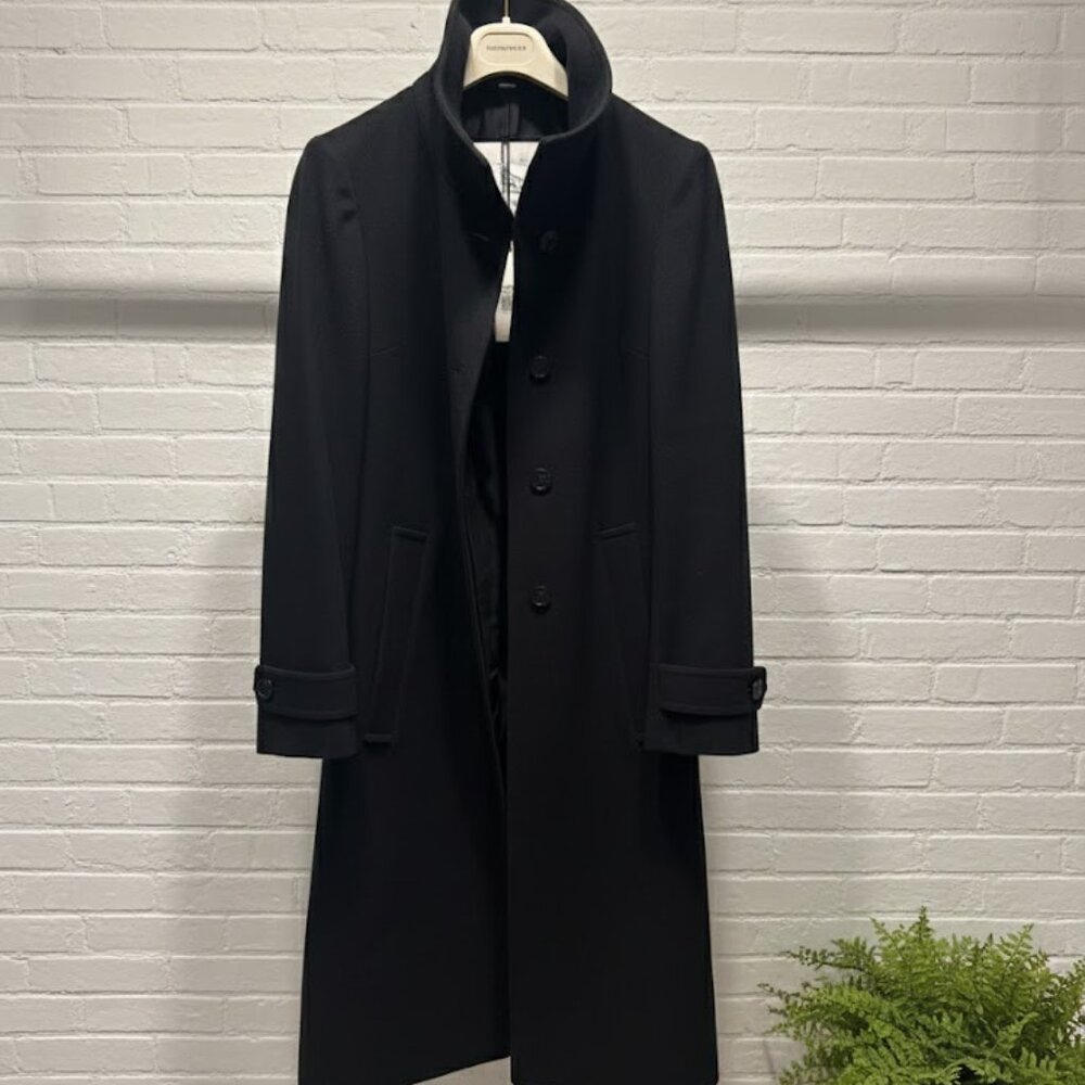 Burberry Wool Stand Up Collar Black Coat - Amazing